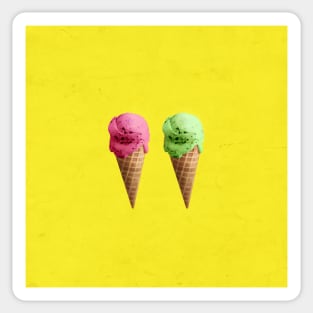 Pistachio and strawberry Ice cream cones Sticker